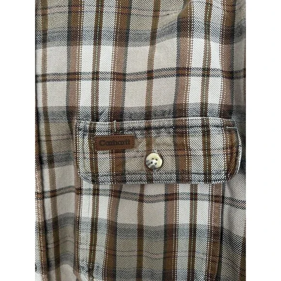 Carhartt Button Up Work Shirt Mens Medium Thick Heavy Cotton - Picture 2 of 9